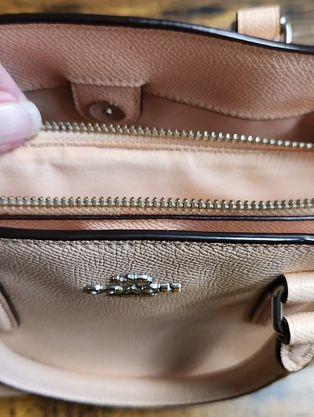 Coach Mini Sage Carryall Leather Satchel in Peachy Pink. Style # F28977